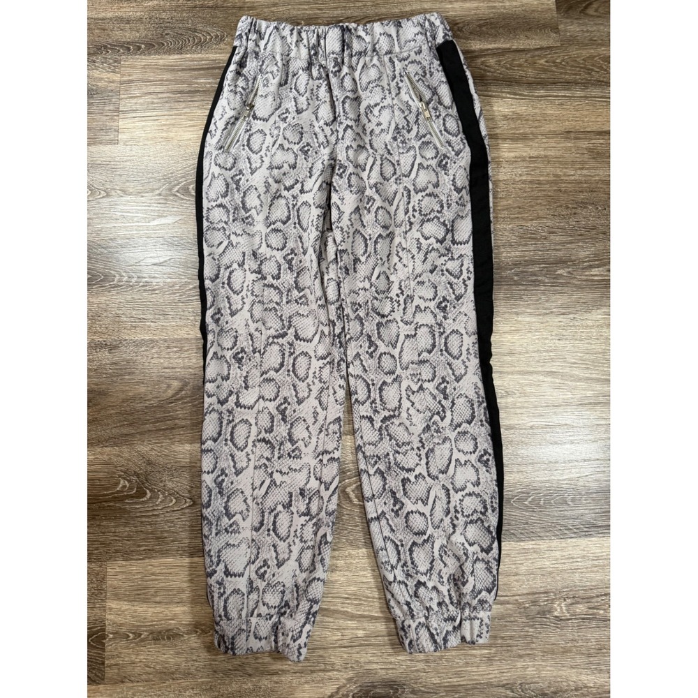 Guess Los Angeles Joggers‎ XS Grey Snakeskin Print Black Side Stripe Y2K